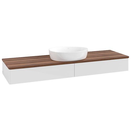 Villeroy und Boch Antao Waschtisch-Unterschrank K14012GF 160x19x50cm, Waschbeckenplattenfarbe warm walnut, glossy white lacquer