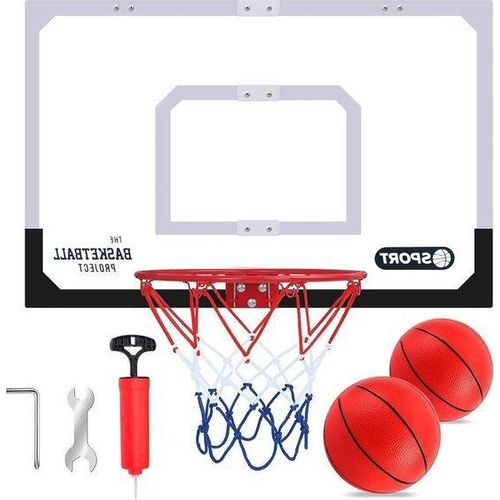 Famanu Basketballkorb 64 x 42 cm - Großer Basketballkorb für Kinder - Innen- und Schlafzimmer - Tür und Wand - 2 Bälle