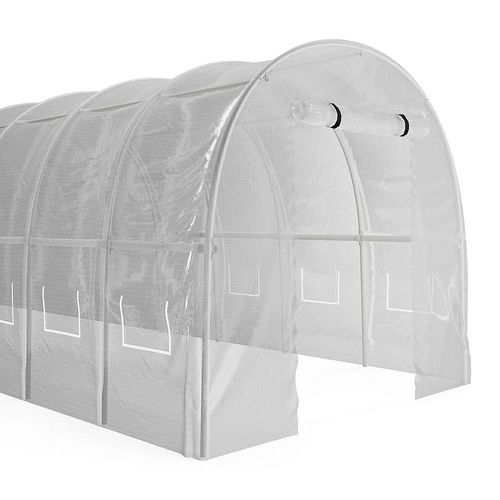 Stahlgerüstetes Tunnelgewächshaus 36 m² - L 1200 x B 300 x H 200 cm - Weiß - IPOMEA