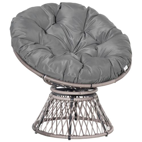 Papasansessel Korbsessel Sessel mit Polster 360 Grad Rattan Grau B87 x T97 x H86 cm