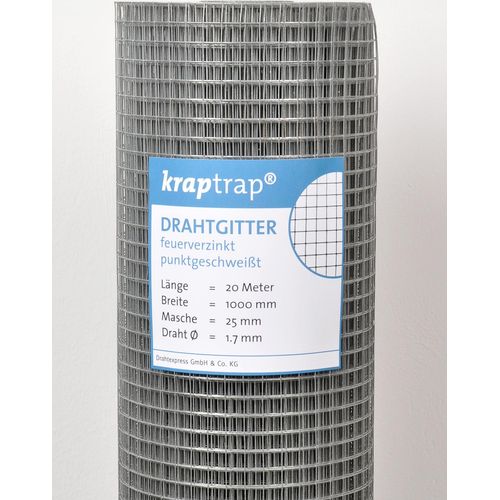 KrapTrap® Volierendraht Drahtgitter I Käfigdraht Schweißgitter I 25x25mm 1 x 20m I 1,75mm stark Drahtzaun Maschendraht