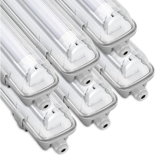 Aopunly 6X LED Feuchtraumleuchte Wannenleuchte 150cm 1 x 24W T8 Röhre Kaltweiß 6500K IP65