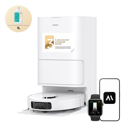 MOVA E40 Ultra Set, Saugroboter mit Wischfunktion, 19000 Pa, All-in-One-Station, 75 Tage Reinigung, inkl. extra 1L Reinigungsflüssigkeit