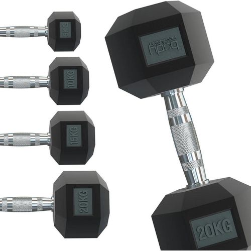 Hex-Hanteln 2 x 32.5kg – Gummiert & rutschfest