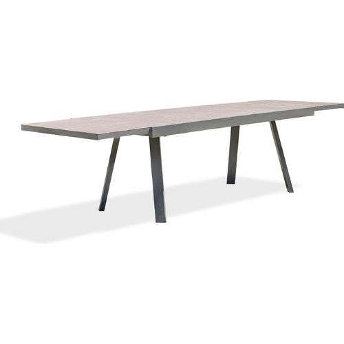 12-Sitzer-Gartentisch aus Aluminium und Keramik auf Glas