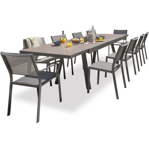 Garten-Essgruppe für 10 Personen aus Keramik auf Glas