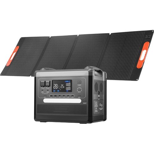 Tragbare Powerstation - Solargenerator-Set - Ausgangsleistung 2400 W - Erweiterbarer 2160 Wh LiFePO4-Akku - Faltbares 200 W Solarpanel - Ausgänge 10 - Variable Eingangsleistung