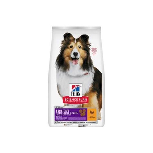 Hill's Science Plan Trockenfutter Hund, Sensitive Stomach & Skin, Medium & Large Breed Adult, mit Huhn 2x14 kg