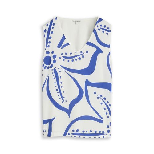 TOM TAILOR Damen Top mit Blumenmuster, weiß, Uni, Gr. XL