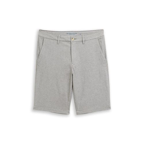 TOM TAILOR Herren Chino Shorts mit Stretch, grün, Meliert, Gr. 40