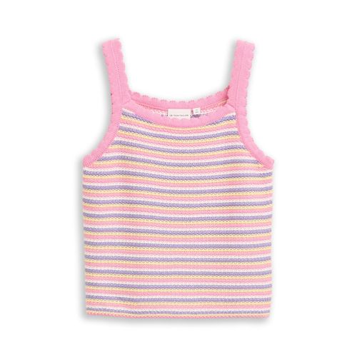 TOM TAILOR Mädchen Top in Häkel-Optik, rosa, Gestreift, Gr. 152