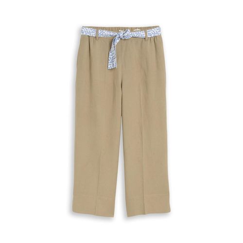 TOM TAILOR Damen Culotte Hose mit Leinenanteil, grün, Uni, Gr. 44/28
