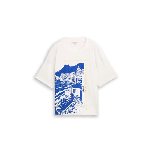 TOM TAILOR Damen T-Shirt mit Print, weiß, Uni, Gr. XXL
