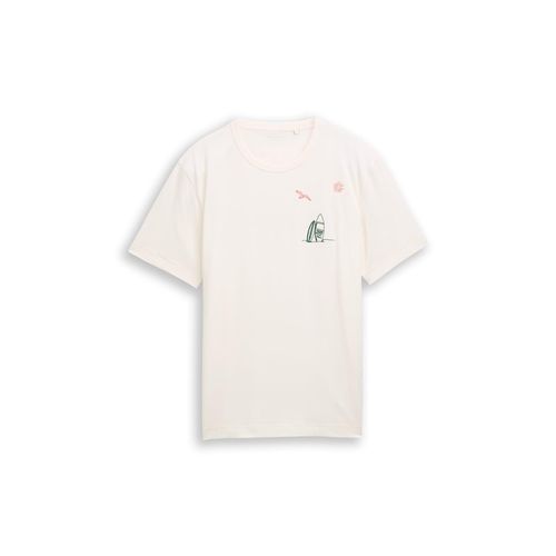 TOM TAILOR Herren T-Shirt mit Stickereien, braun, Uni, Gr. XXXL