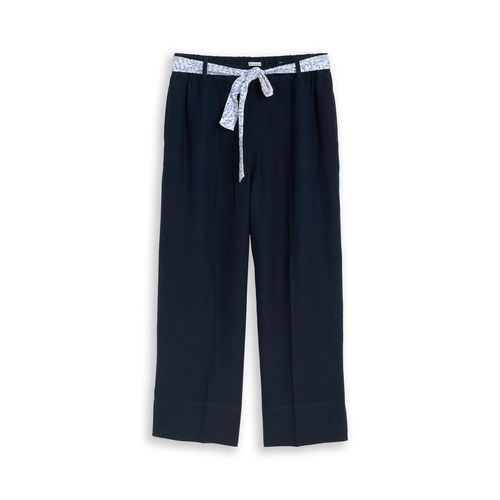 TOM TAILOR Damen Culotte Hose mit Leinenanteil, blau, Uni, Gr. 42/28