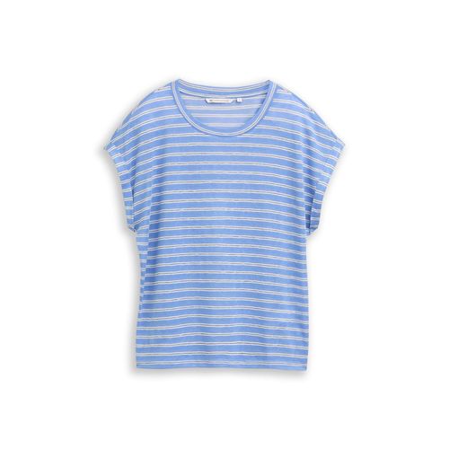 TOM TAILOR DENIM Damen T-Shirt mit Streifenmuster, blau, Gestreift, Gr. XL