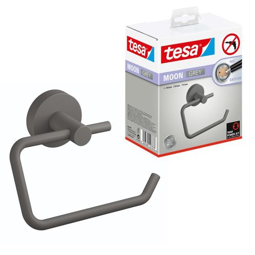 Toilettenpapierhalter TESA "MOON Toilettenrollenhalter", grau, B:13,5cm H:15,5cm L:8,5cm, Toilettenpapierhalter, grau - 9,9 cm : 14 cm : 5,3 cm