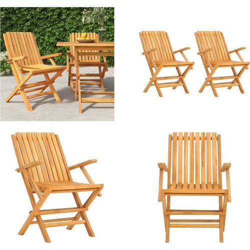 vidaXL Gartenstühle 2 Stk. Klappbar 61x67x90 cm Massivholz Teak - Klappbarer Gartenstuhl - Klappbare Gartenstühle - Gartenstuhl Klappbar - Gartenstühle Klappbar