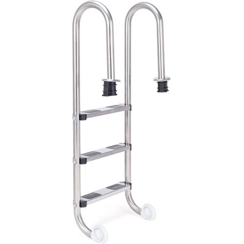 Poolleiter aus Edelstahl, Schwimmbadleiter 3 Stufen, Sicherheitleiter Einstiegsleiter Einstiegsleiter für Pool, Einbauleiter Pooltreppe, Silber