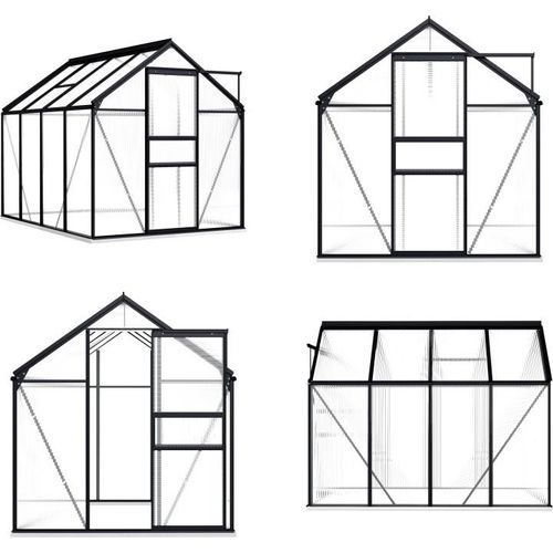vidaXL Gewächshaus mit Fundament Anthrazit Aluminium 4,75 m² - Gewächshaus - Gewächshäuser - Treibhaus - Treibhäuser