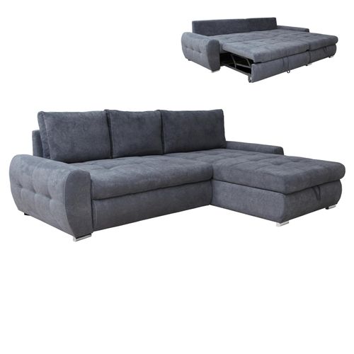 Ecksofa - grau - mit Liegefunktion und Staukasten