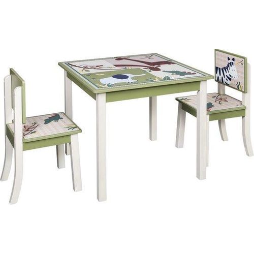 Kinderzimmerset - MDF - dierenprint - 2 Stühle - Tisch - ideal für Kinderbetreuung & zu Hause