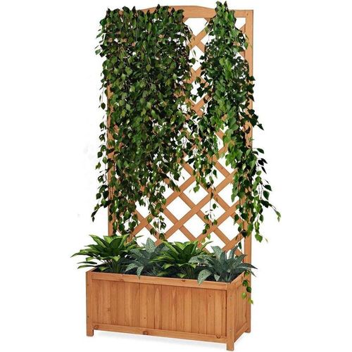 Hölzernes Blumenkasten mit Holzgitter - 100 x 62 x 23 cm - für Gartenentwurf