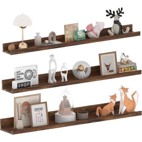 Holzbrett - Flaches Regal - 3 Teile - Braun - Holz - 90 cm