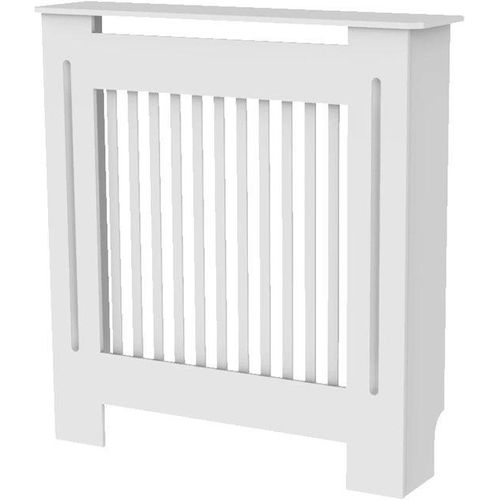 Radiatorumbau - Vertikale Lattenteile - Stabiles MDF-Design - Weiß - 92,2x78x19 cm
