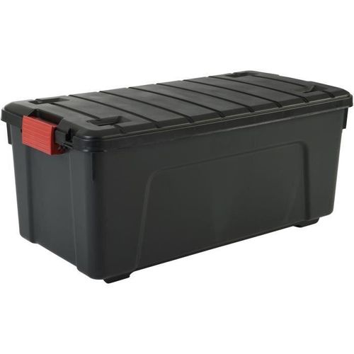 IRIS OHYAMA Los mit 3 DIY-Aufbewahrungsboxen - Alles aufbewahren - 75 l - Schwarz und Rot - 78 x 39,5 x 35 cm