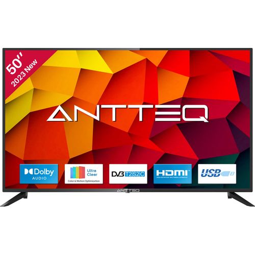 ANTTEQ AB50D1 Fernseher 50 Zoll (TV 127 cm), Dolby Audio, LED, Triple Tuner DVB-C / T2 / S2, CI+, HDMI, Mediaplayer per USB, digitaler Audioausgang, incl. Hotelmodus