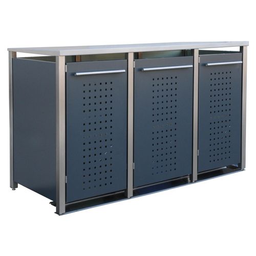 reinkeDESIGN | Müllhäuschen 1x240 & 2x120L | Typ_M | Pultdach, Pfosten in VA, Türen & Blenden in Anthrazit | für Mietshäuser, kaufe vom Hersteller