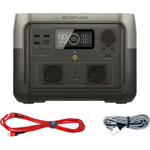 EcoFlow River 2 Max Powerstation inkl. USB-Schnellladekabel für Smartphones