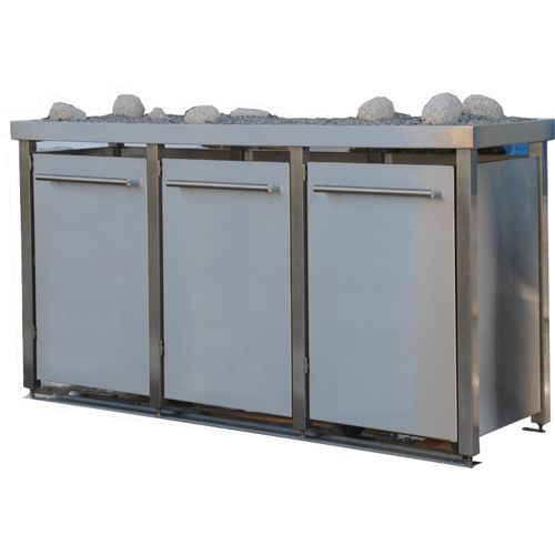 reinkeDESIGN | Mülltonnenbox 3er 120L | Typ_M | mit Gründach, Pfosten in VA, Seiten & Türen in V2A | für Mietshäuser, erstklassige Verarbeitung
