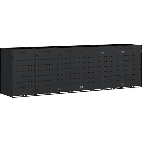 vidaXL Wagenmüllbehälter für 6 Behälter Schwarz 408 x 77,5 x 121,5 cm
