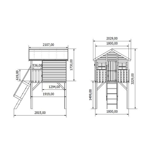 Stelzenhaus Big House KDI inkl. Rutsche gelb