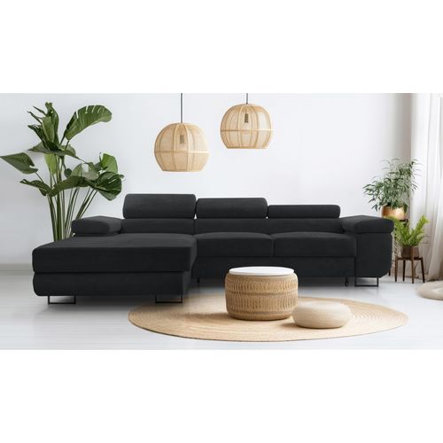 AX LIVING Cord Couch L Form – Arborio L 280 cm Ecksofa in Dunkelgrau