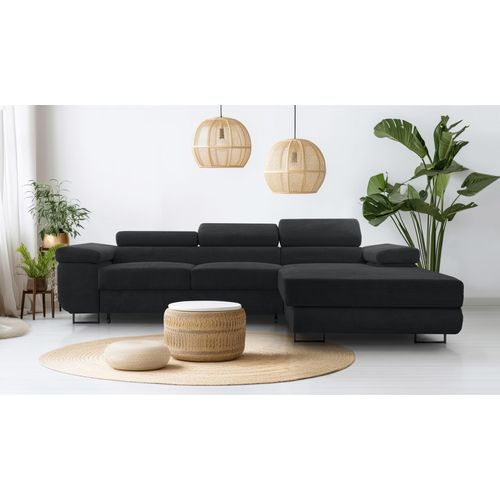 AX LIVING Cord Couch L Form – Arborio R 280 cm Ecksofa in Dunkelgrau