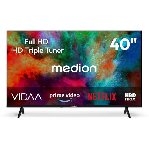 MEDION 100,3 cm (40 Zoll) Full HD Fernseher (Smart-TV, HDR, VIDAA Store, HBO Max, Magenta TV, Prime Video, Disney+, DAZN, Paramount+, HbbTV, PVR, HD Triple Tuner, MD 840102)