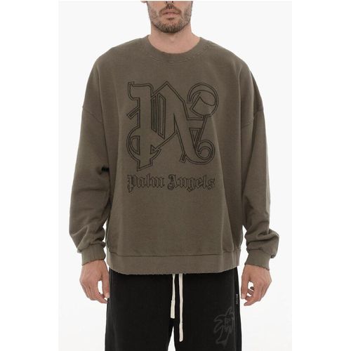 Vintage Effect ronde hals sweatshirt met reliëfmonogram in militairgroen