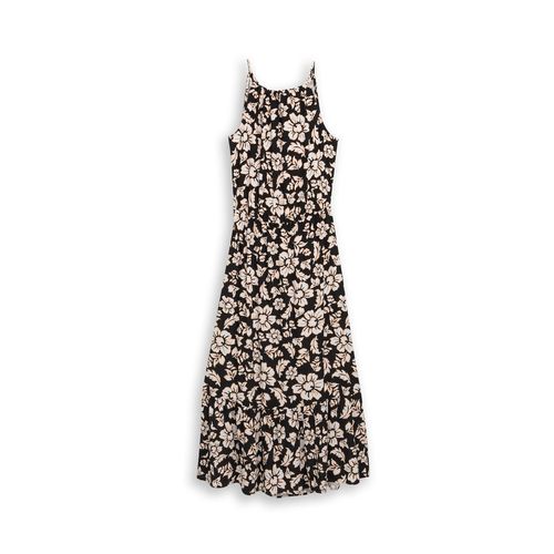 TOM TAILOR Damen Maxi-Kleid aus Viskose, schwarz, Uni, Gr. 34