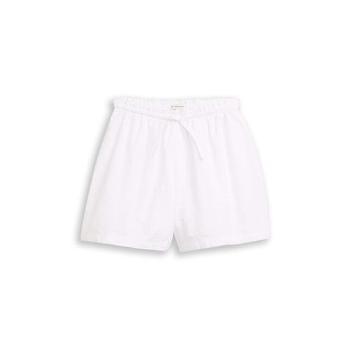 TOM TAILOR Mädchen Shorts mit Lochstickerei, weiß, Uni, Gr. 140