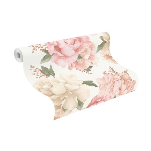 Papiertapete RASCH "Papiertapete mit großen Blumen 278705", rosa, B:53m L:10,05m, Papier, Tapeten