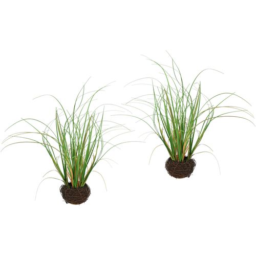 Kunstpflanze I.GE.A. "Gras im Reisig", grün, B:15cm H:25cm L:15cm, Kunststoff, Kunstpflanzen, Kunstpflanze, Künstlicher Grasbusch, 2er Set