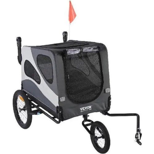 XLarge Hondenanhanger mit Joggerfunktion - Opvoubar - bis 45kg - Grau