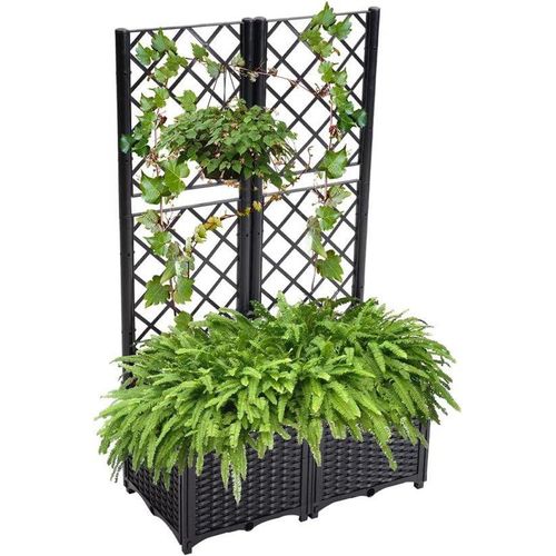 Gartenkiste mit Lattenrahmen - Blumenkasten für Garten und Balkon - schwarz - Polyester - 80 × 40 × 136 cm