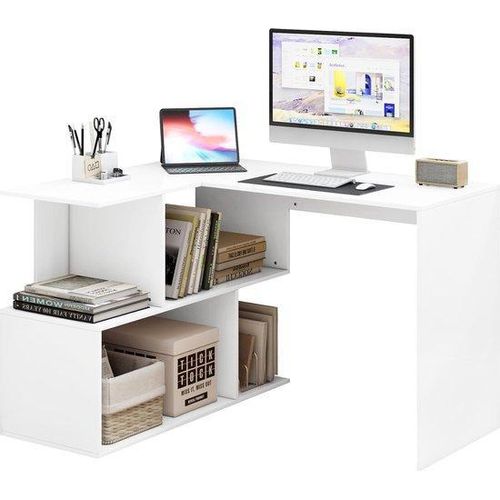 Sperrholzbürotisch, Büroarbeitsplatz, 120x100x77cm, Weiß, PC-Arbeitsplatz für das Büro