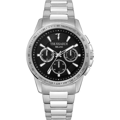 Trussardi T-Hawk Armbanduhr Edelstahl Schwarz mit Chronograph und Leuchtbeschichtung
