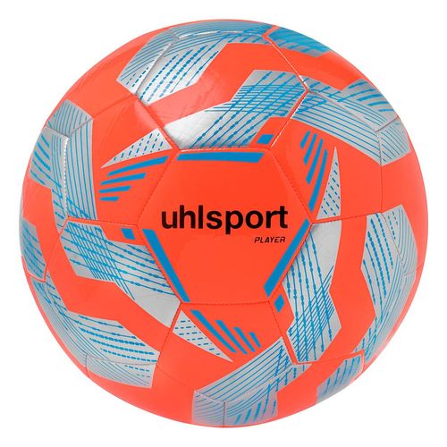 Fußball UHLSPORT "Fußball Player" Gr. 5, rot (fluo rot, silber, cyan), Bälle, Herren, 5