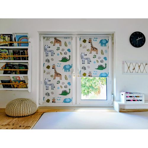 Seitenzugrollo K-HOME "Seitenzugrollo Thermo Klemmfix-Rollo mit Motiv Zoo", weiß, weiß, B:40cm H:150cm, Polyester, Rollos, Seitenzugrollo, Kinderrollo
